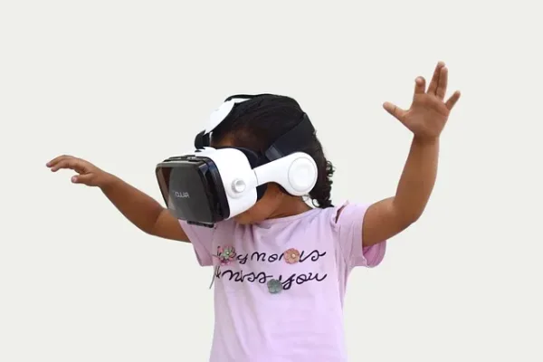 A girl wearing a VR headset